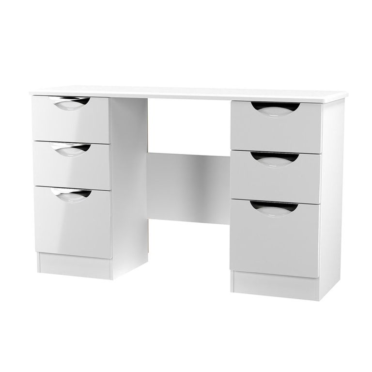 Camden Dressing Table - 6 Drawer - Double - White Gloss