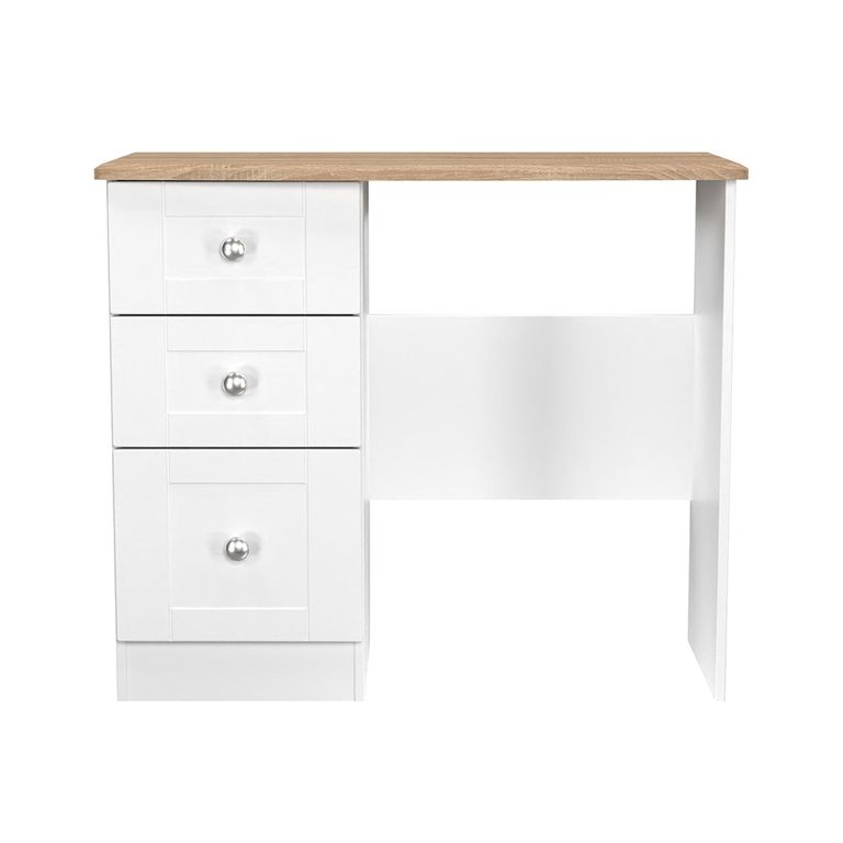 Sussex Single Dressing Table - 3 Drawer - White and Oak