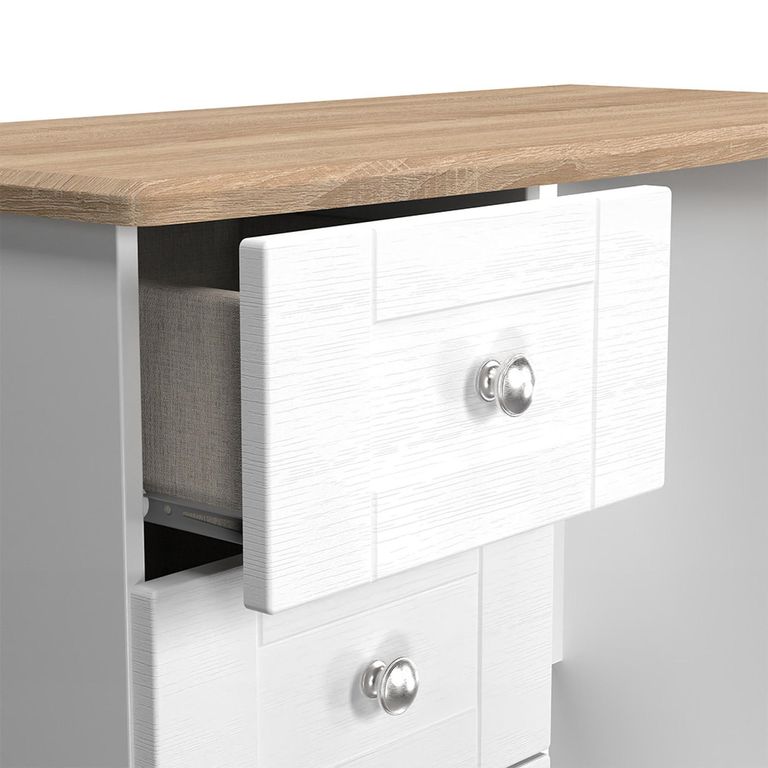 Sussex Single Dressing Table - 3 Drawer - White and Oak