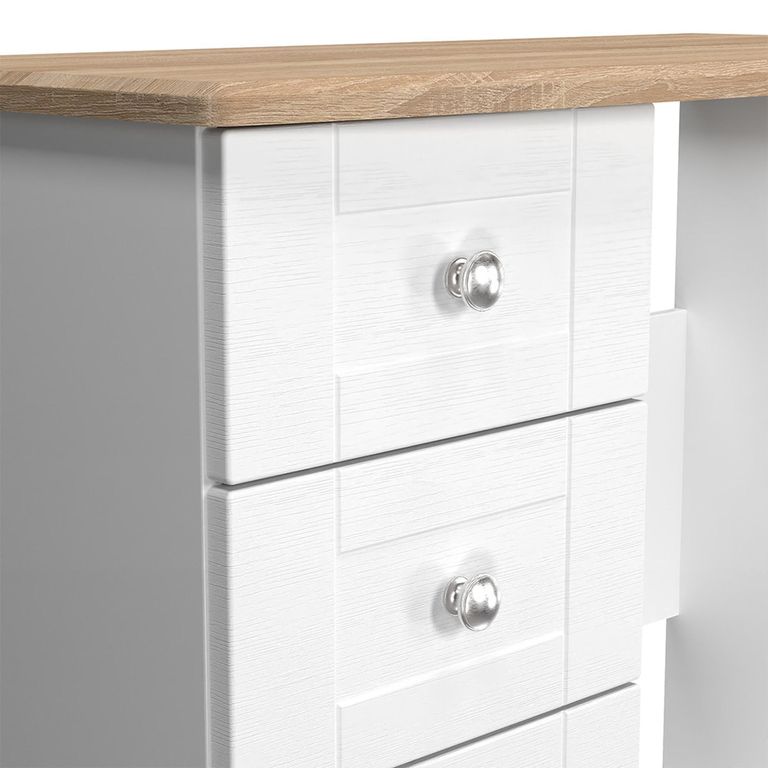 Sussex Single Dressing Table - 3 Drawer - White and Oak