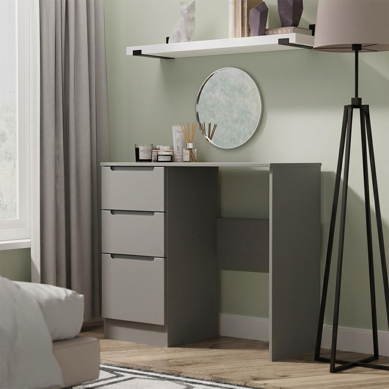 Milan Dressing Table - Single - 3 Drawer - Grey