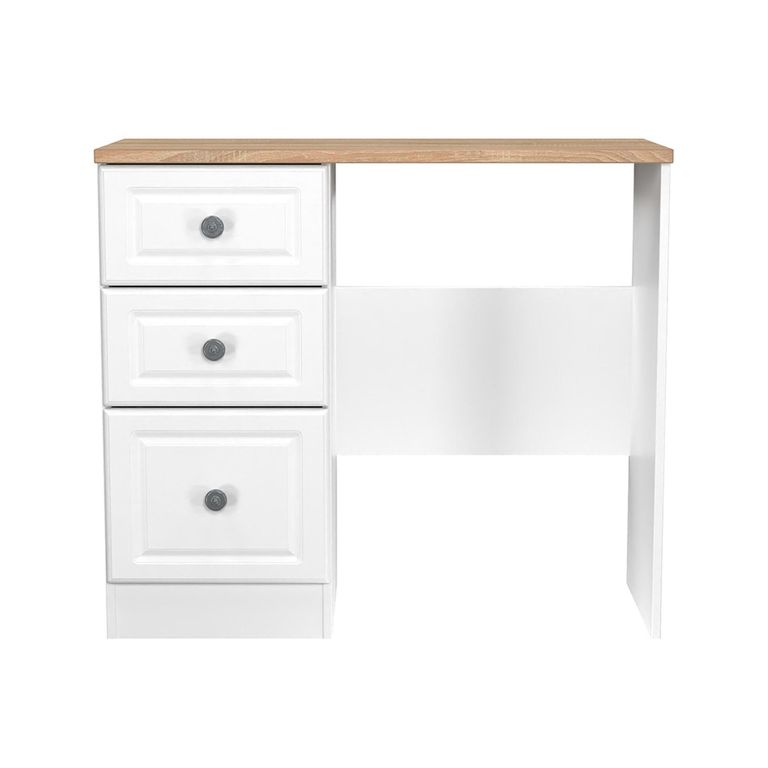 Norfolk Dressing Table - Single - 3 Drawer - White and Oak