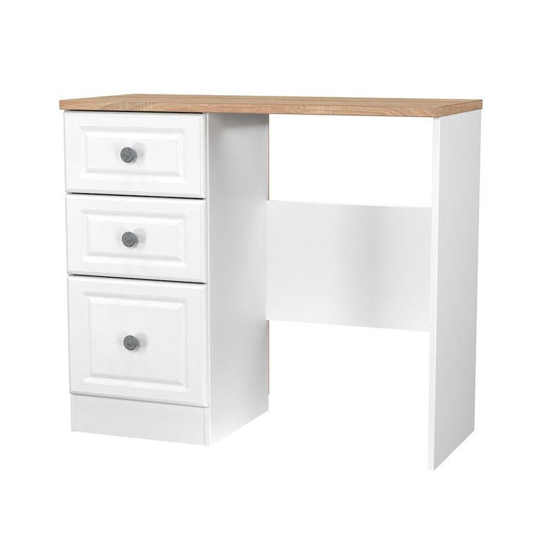 Norfolk Dressing Table - Single - 3 Drawer - White and Oak