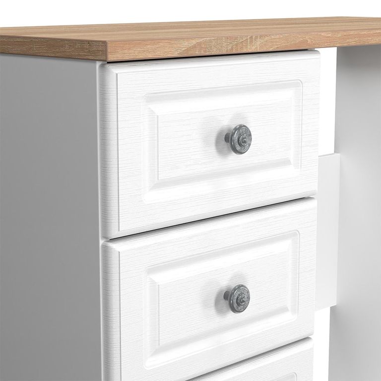 Norfolk Dressing Table - Single - 3 Drawer - White and Oak