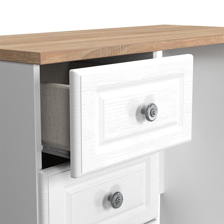 Norfolk Dressing Table - Single - 3 Drawer - White and Oak