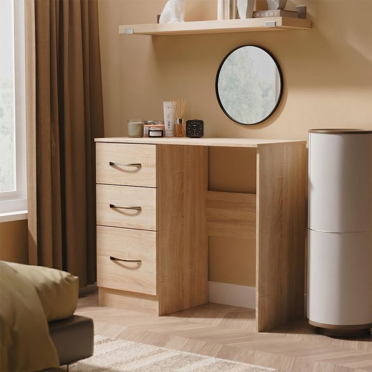 Avon Dressing Table - 3 Drawer - Single - Oak