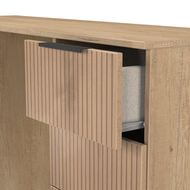 Java Fluted Dressing Table - 6 Drawer - Double - Natural and Nebraska