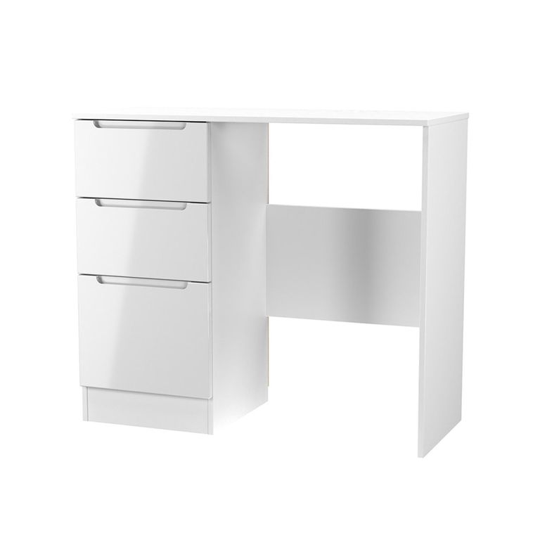 Milan Dressing Table - Single - 3 Drawer - White Gloss