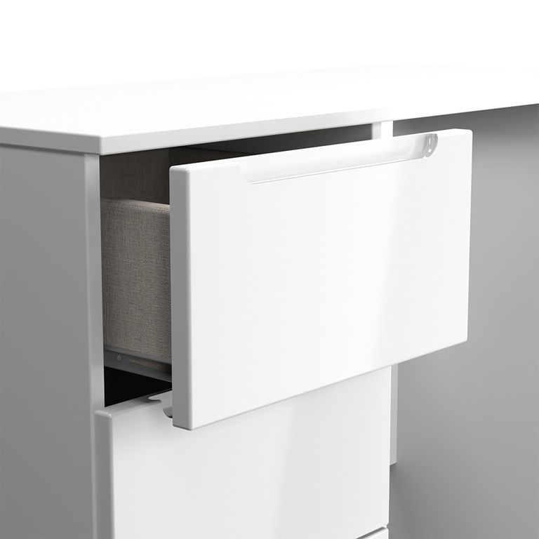 Milan Dressing Table - Single - 3 Drawer - White Gloss