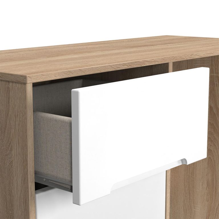 Monaco Dressing Table - Single - 3 Drawer - White Matt and Oak
