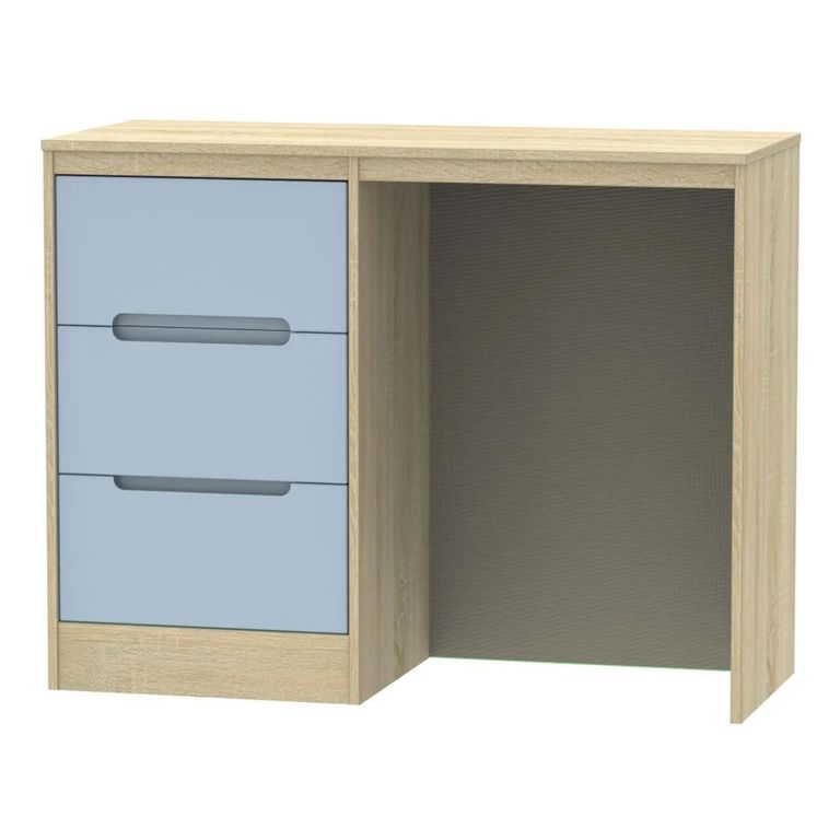 Monaco Dressing Table - Single - 3 Drawer - Denim and Oak