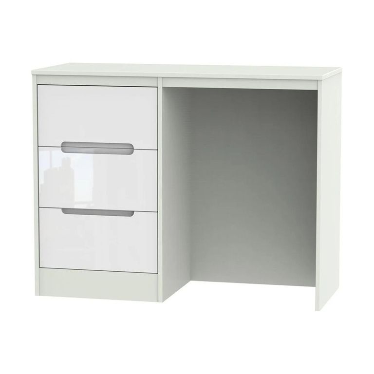 Monaco Dressing Table - Single - 3 Drawer - White Gloss and Cashmere