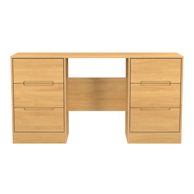 Monaco Dressing Table - Double - 6 Drawer - Modern Oak