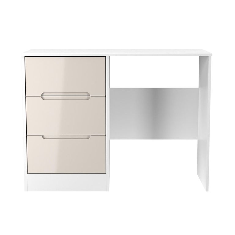 Monaco Dressing Table - Single - 3 Drawer - Cashmere Gloss and White