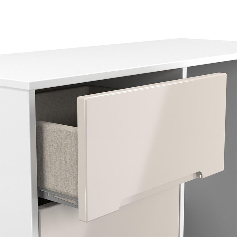 Monaco Dressing Table - Single - 3 Drawer - Cashmere Gloss and White