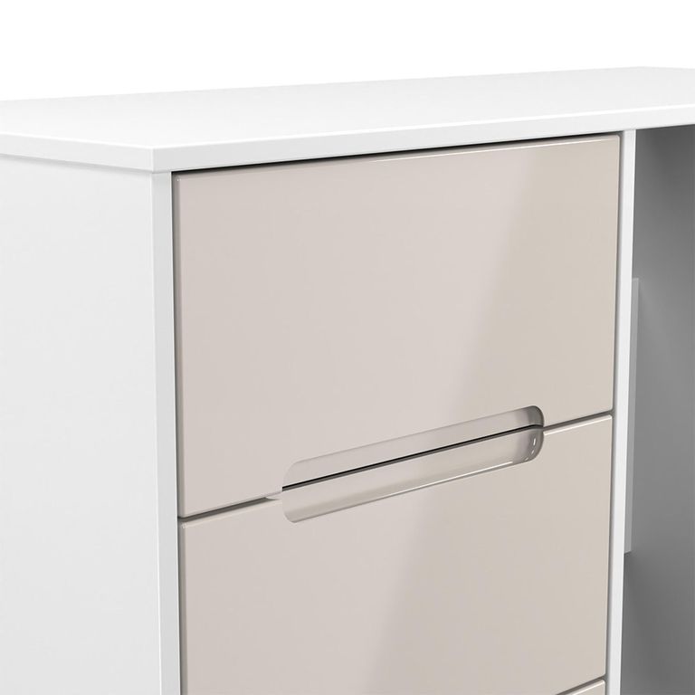 Monaco Dressing Table - Single - 3 Drawer - Cashmere Gloss and White