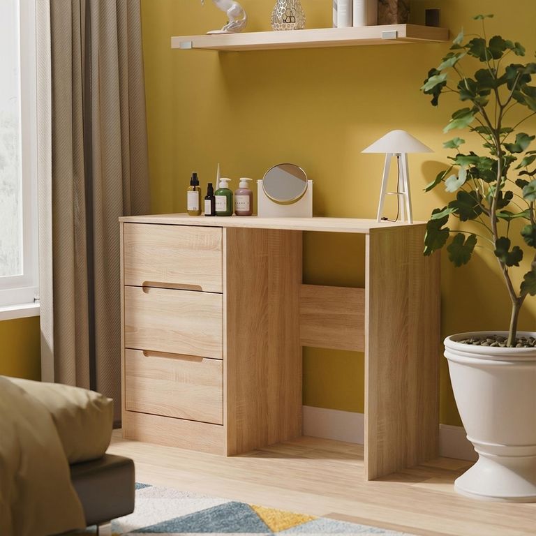 Monaco Dressing Table - Single - 3 Drawer - Oak