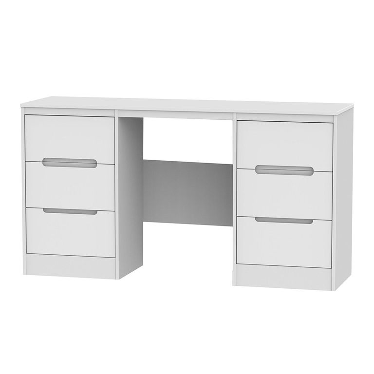Monaco Dressing Table - Double - 6 Drawer - White