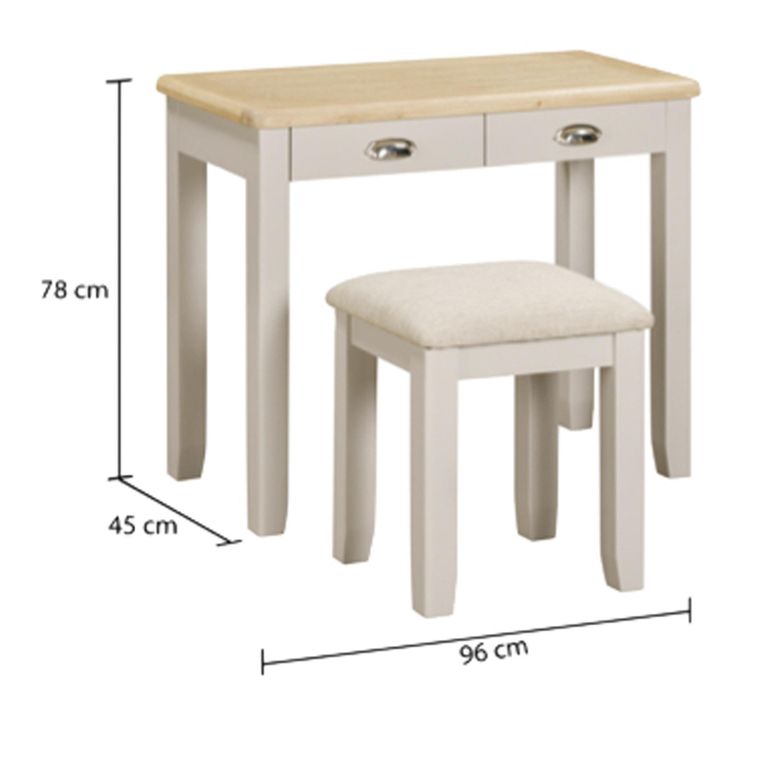 Windermere Painted Dressing Set - 2 Drawer - Oyster Grey