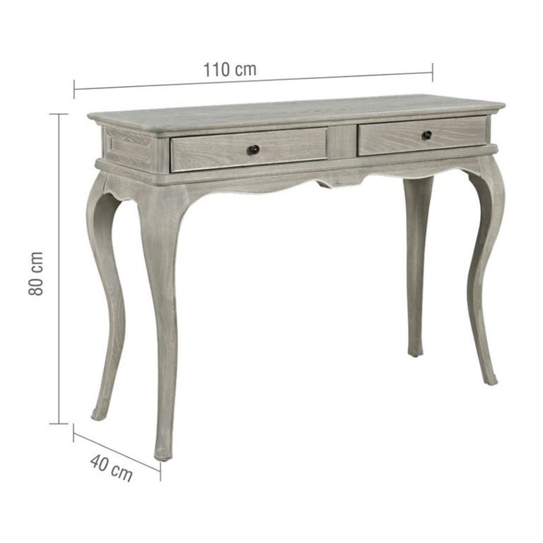 Camille Dressing Table - 2 Drawer - Grey Oak