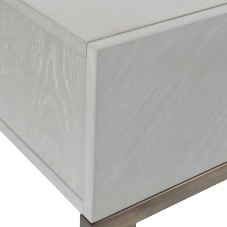 Lilly Dressing Table - 1 Drawer - Chevron - Soft Grey and Bronze - Wood and Metal