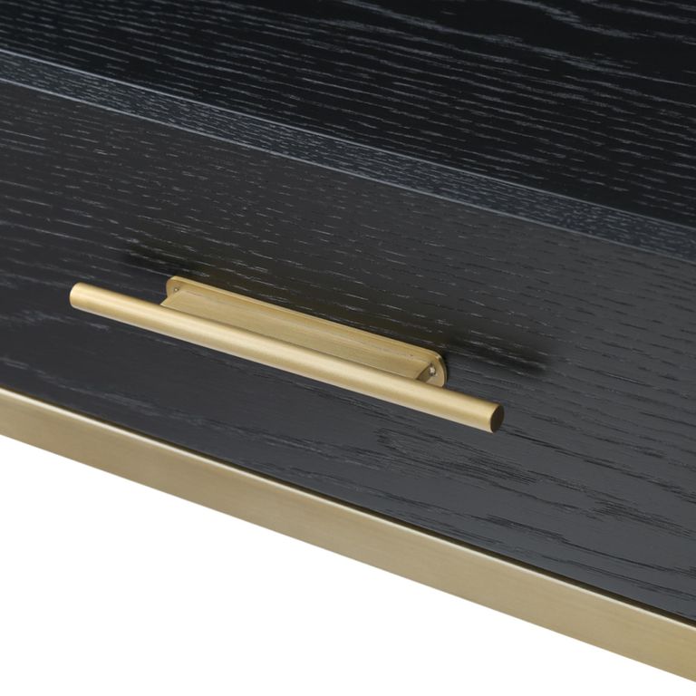Tulip Dressing Table - 2 Drawer - Wenge Black and Gold - Wood and Metal