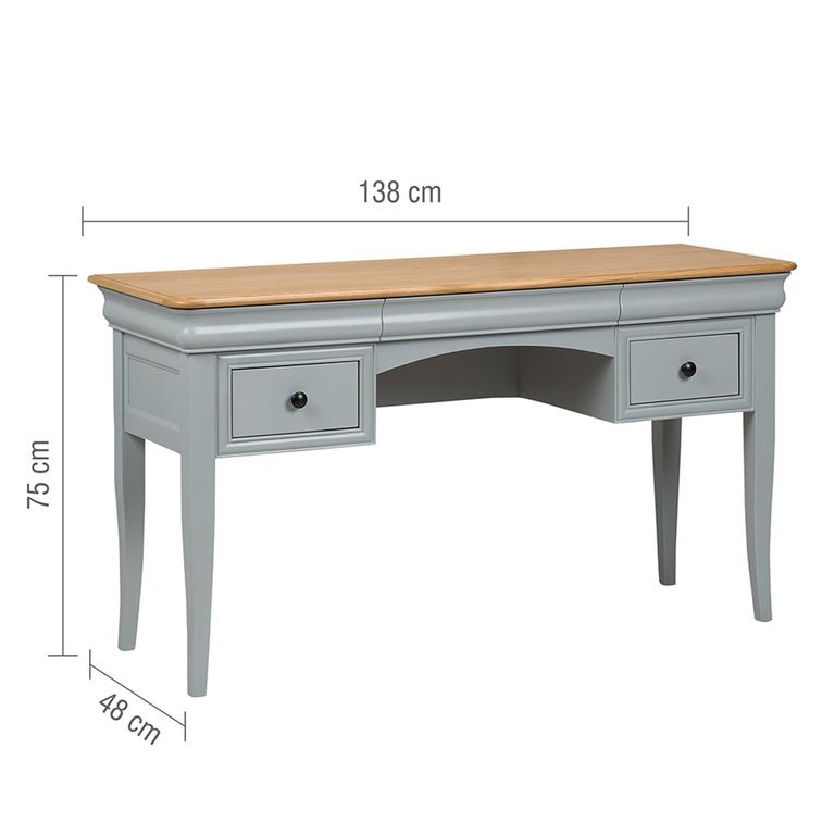 Chantilly Dressing Table - 2 Drawer - Grey Painted - Wood