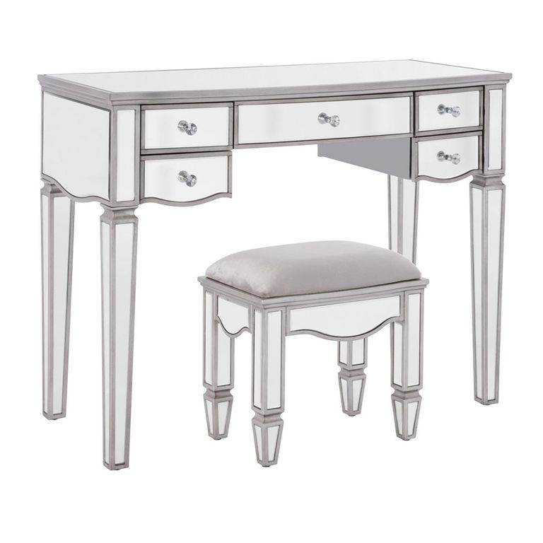 Elysee Dressing Table - 5 Drawer - Mirrored