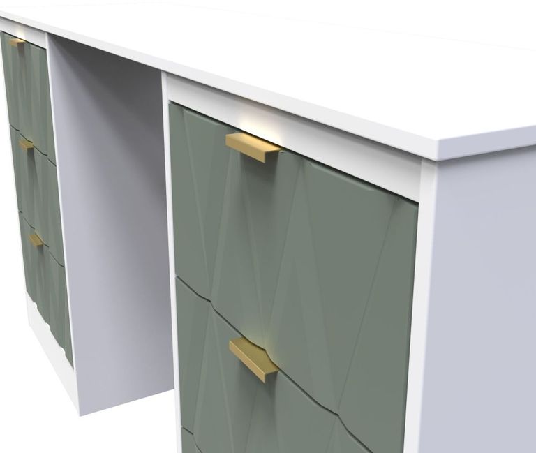 Las Vegas Dressing Table - Double - 6 Drawer - White and Green