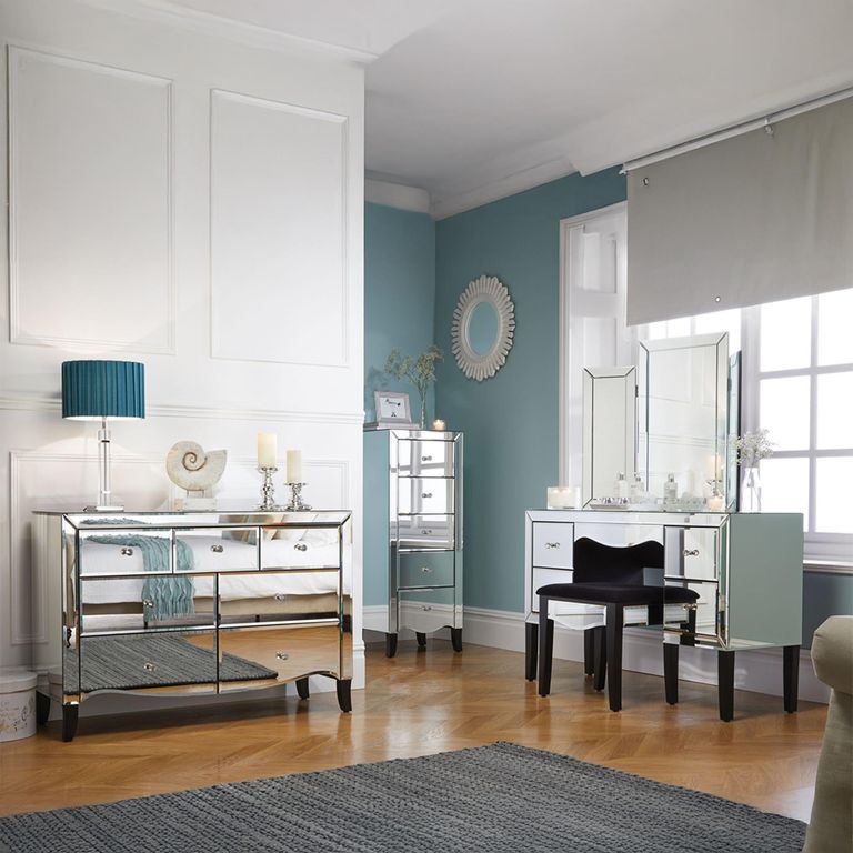 Palermo 4 Drawer Dressing Table - Mirrored