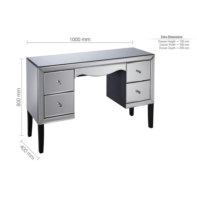 Palermo 4 Drawer Dressing Table - Mirrored