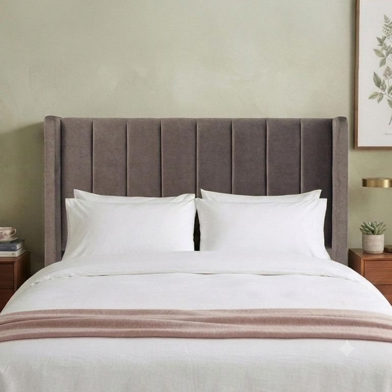 Poppy Floor Standing Headboard - Cedar Brown - Fabric - Sizes Available
