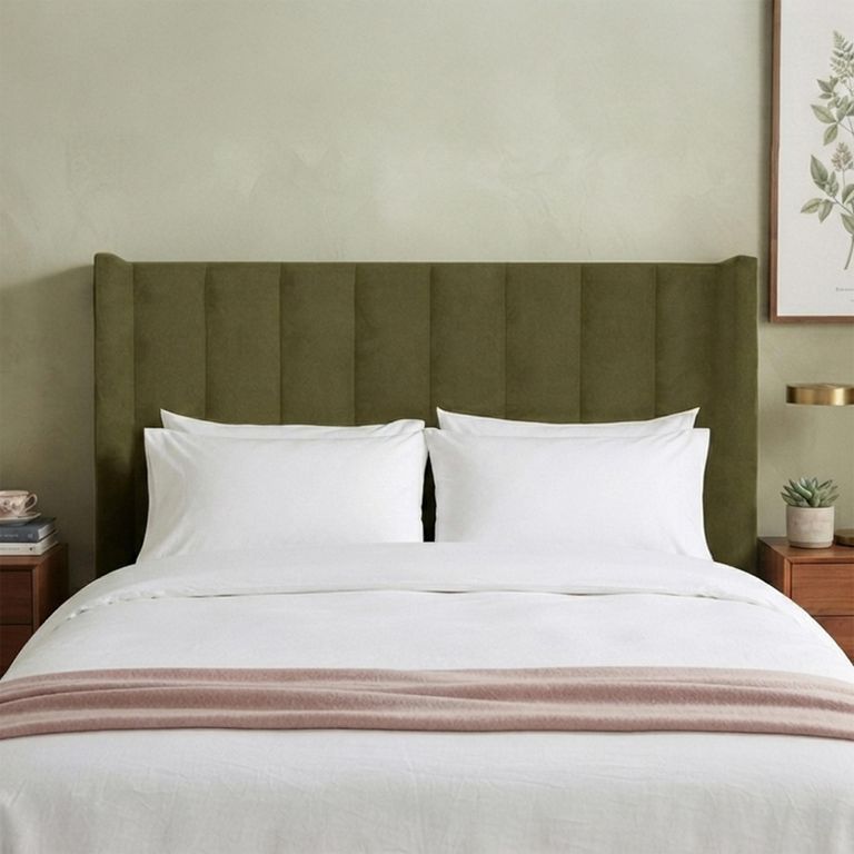 Poppy Floor Standing Headboard - Olive Green - Fabric - Sizes Available