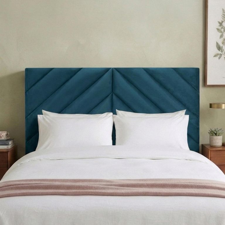 Rose Headboard - Teal Blue - Fabric - Sizes Available