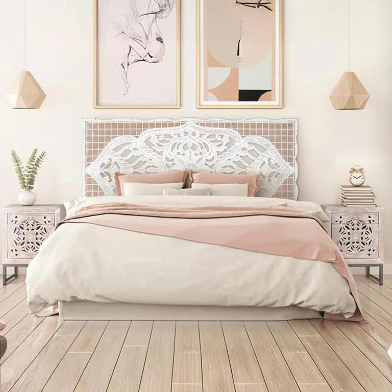 Clearance - Yurchen Carved Headboard - Mango Wood - 166cm - A513