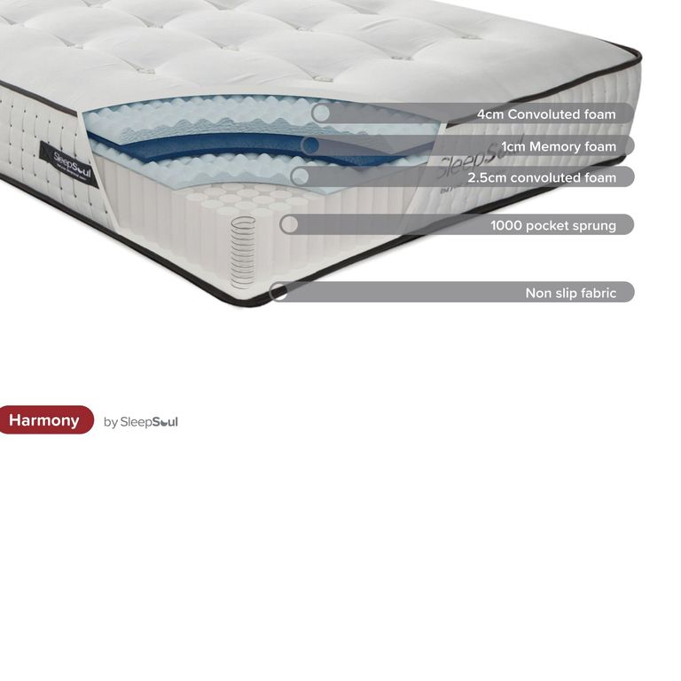 Sleepsoul Harmony Hybrid Mattress - 1000 Pocket Sprung - Sizes Available