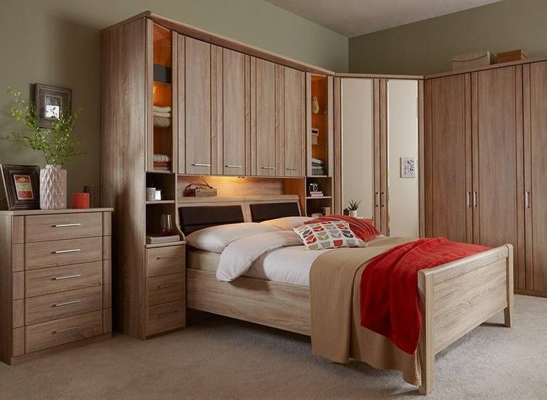 Luxor 3+4 Overbed Unit - 215cm - 33cm Occasional Element and 140cm Bed - Rustic Oak