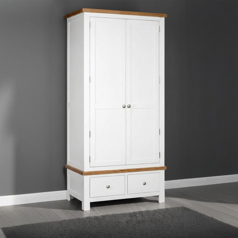 Lundy Wardrobe - 2 Door - 2 Drawer - White Painted