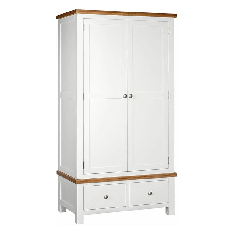 Lundy Wardrobe - 2 Door - 2 Drawer - White Painted