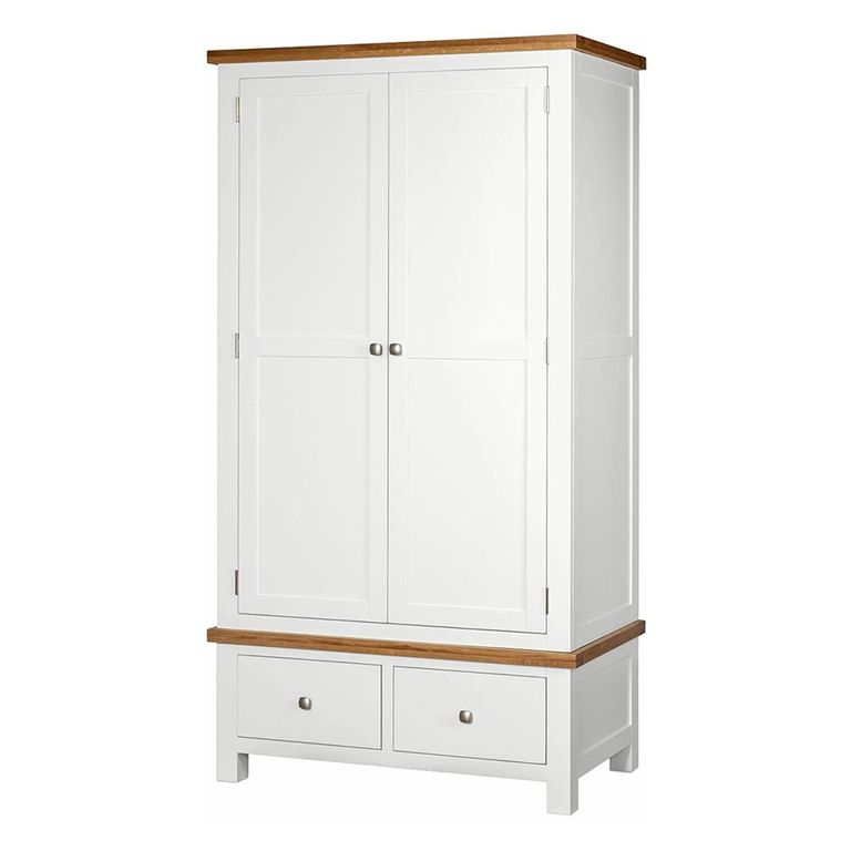 Lundy Wardrobe - 2 Door - 2 Drawer - White Painted