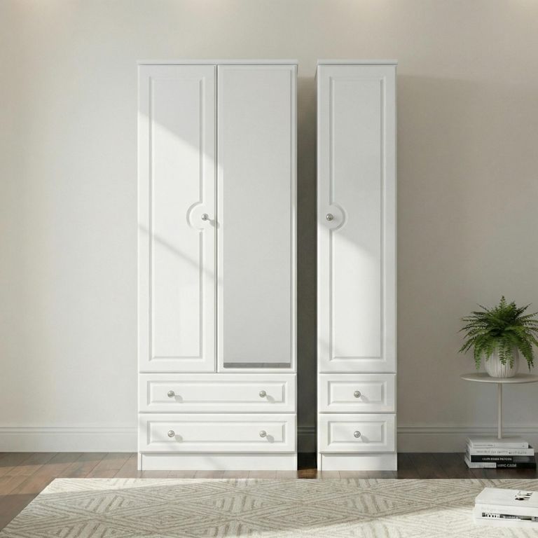 Pembroke Wardrobe - 3 Door - 1 Mirror - Tall - Combi - White Gloss