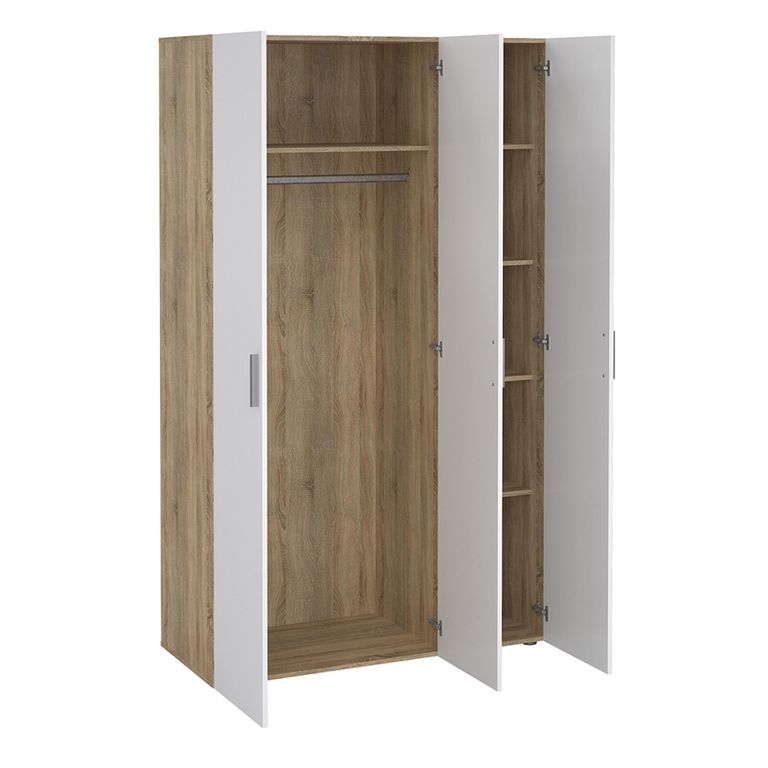 Pepe Wardrobe - 3 Door - Oak and White Gloss