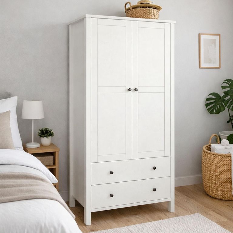 Clearance - Tromso Wardrobe - 2 Door 2 Drawer - Off White - A536