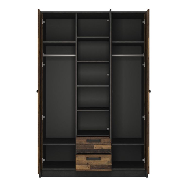 Brooklyn Wardrobe - 3 Door - 2 Drawer - Rustic
