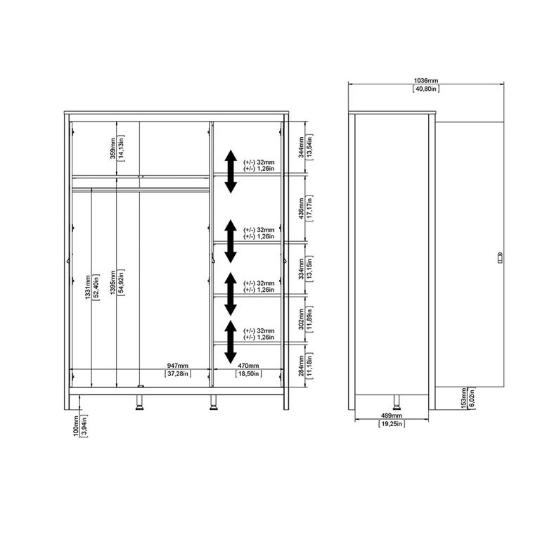 Barcelona Wardrobe - 3 Door - Jackson Hickory Oak