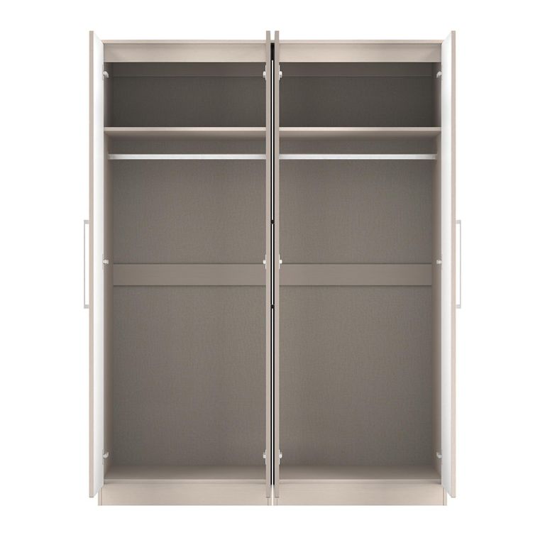 York Wardrobe - 4 Door - Tall - Mirror - Cashmere
