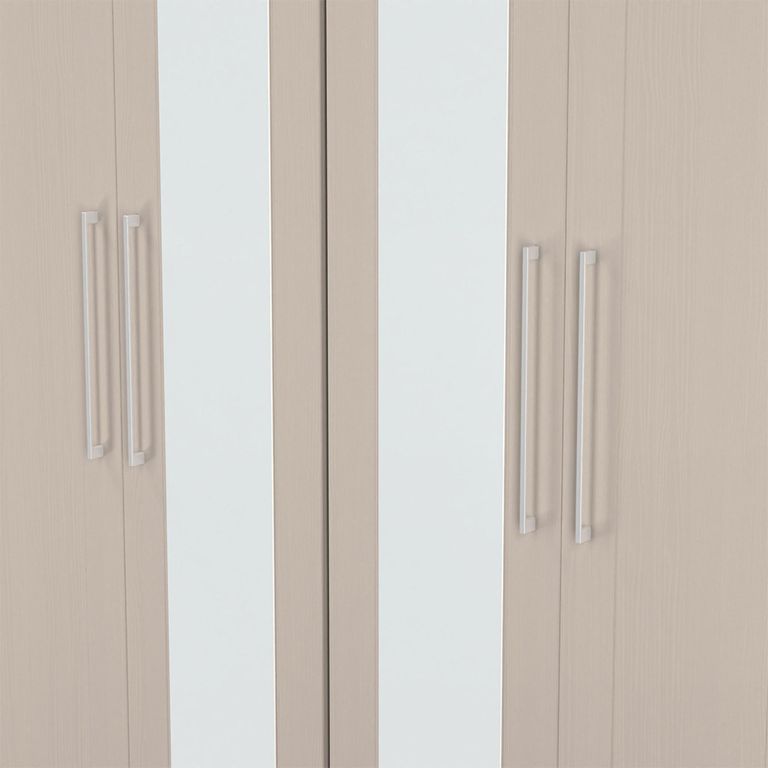 York Wardrobe - 4 Door - Tall - Mirror - Cashmere