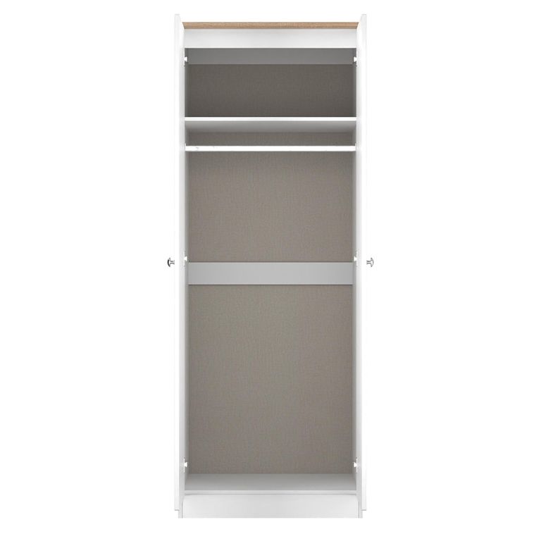 Sussex Wardrobe - 2 Door - Plain - Tall - White and Oak