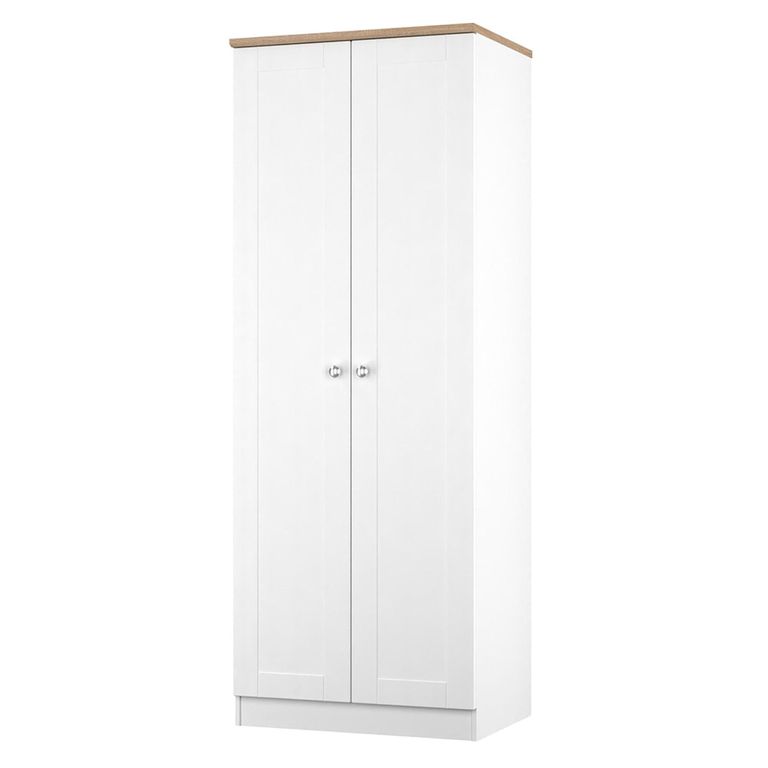 Sussex Wardrobe - 2 Door - Plain - Tall - White and Oak
