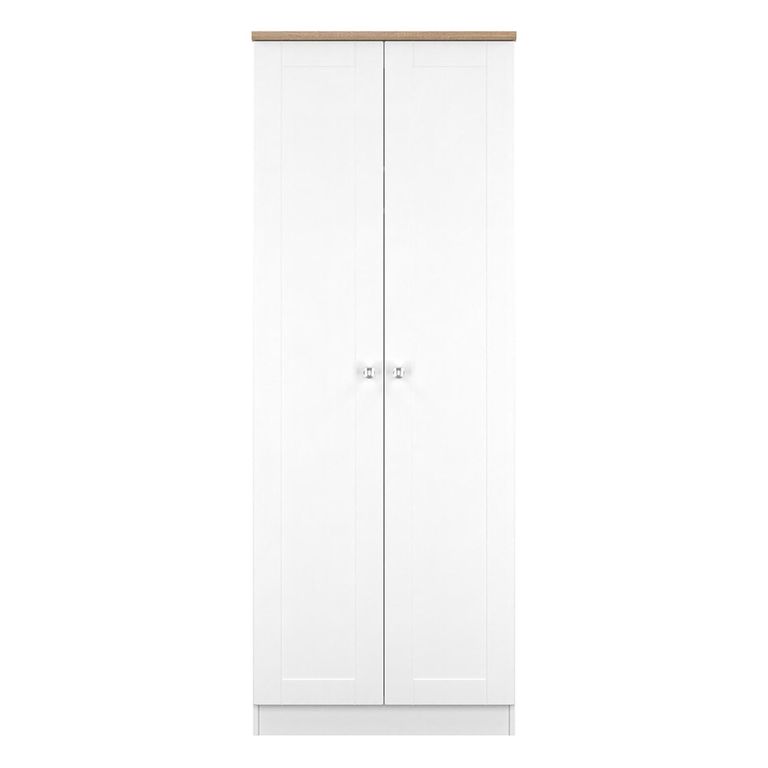 Sussex Wardrobe - 2 Door - Plain - Tall - White and Oak